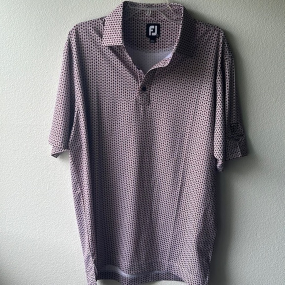 Footjoy shirt men’s polo tumble Creek club large burgundy cream golf